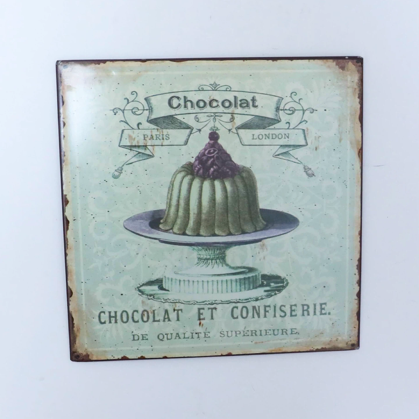 Set of 2 metal plaques Home Wall Decor French Dessert Retro - photo 2