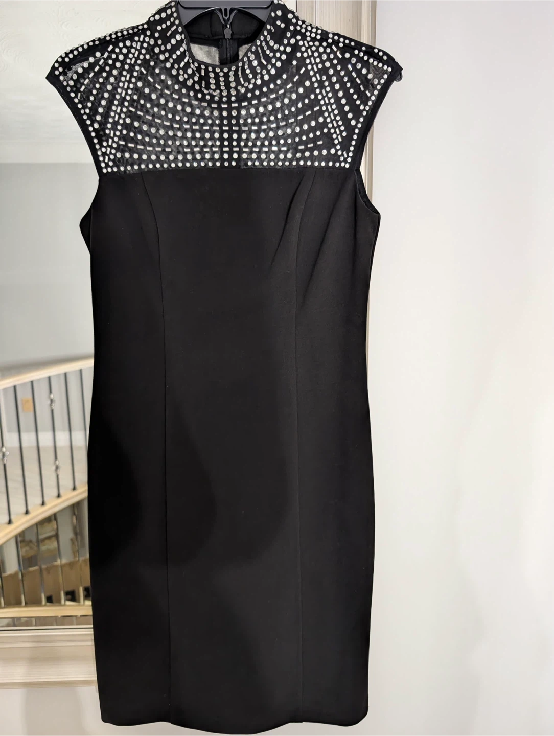Vince Camuto Black Embellished Sheath Dress Size 6