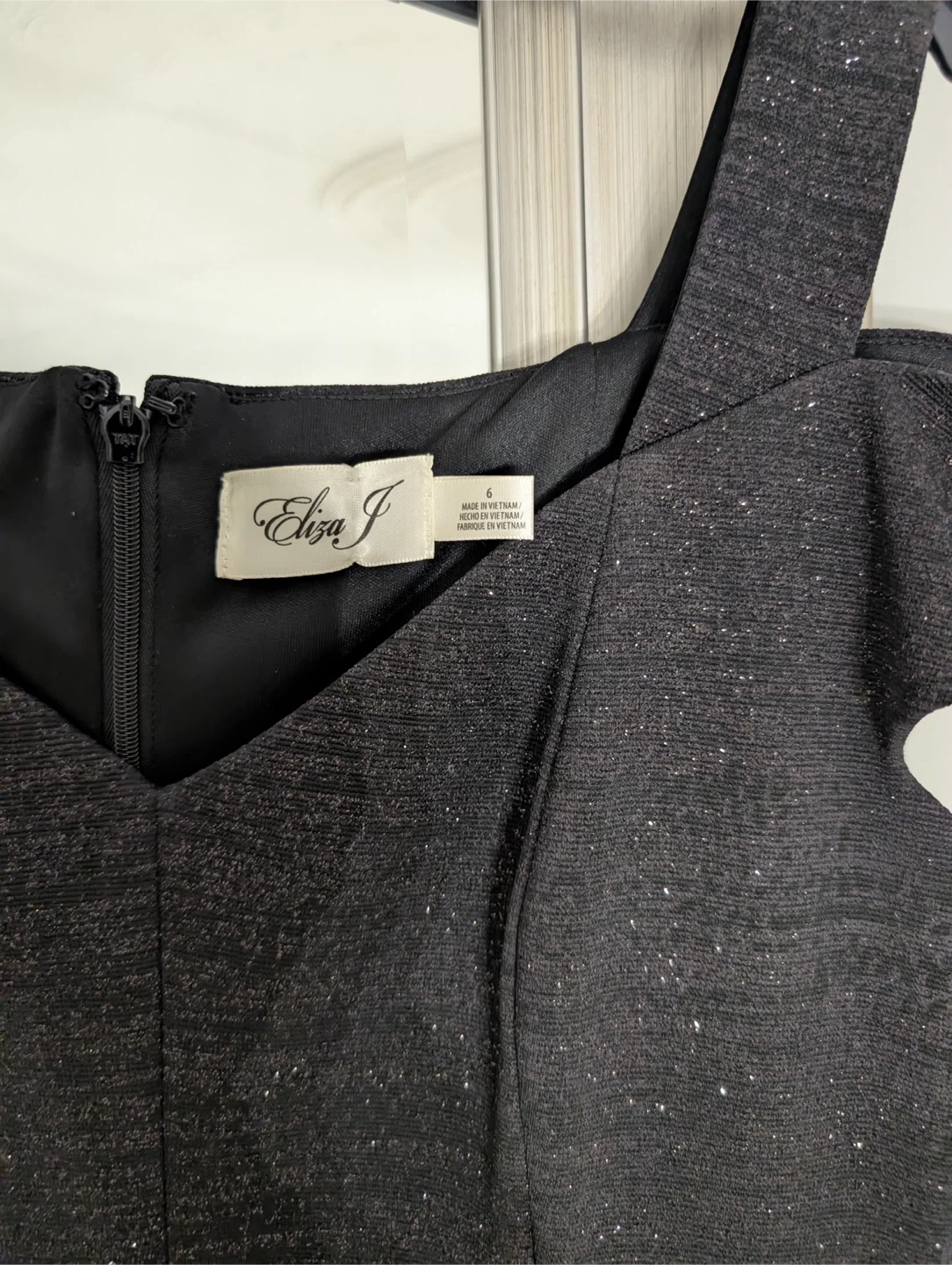 Eliza J Black Sparkle Cold Shoulder Sheath Dress Size 6 - photo 2