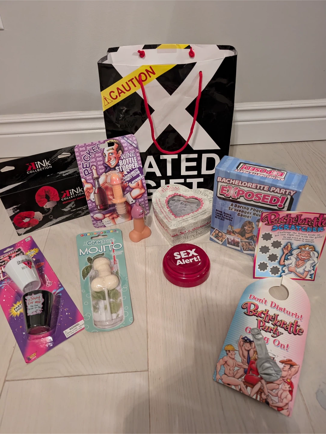 Bachelorette Party gift Lot - Wine Stopper, Scratchers, More