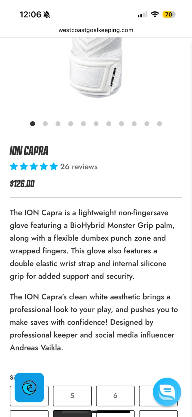 WEST COAST ION CAPRA Goalie Gloves - photo 4