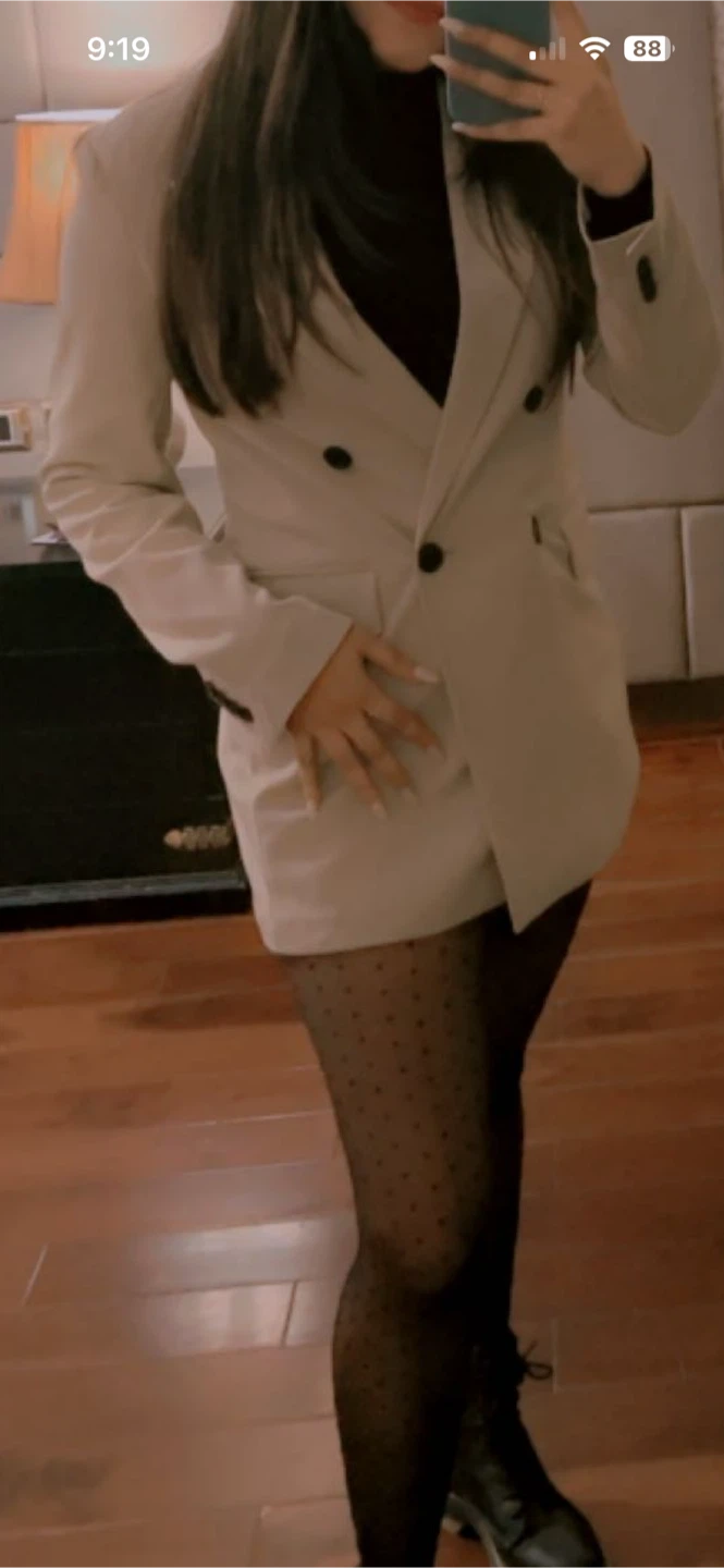 Cream Double-Breasted Blazer