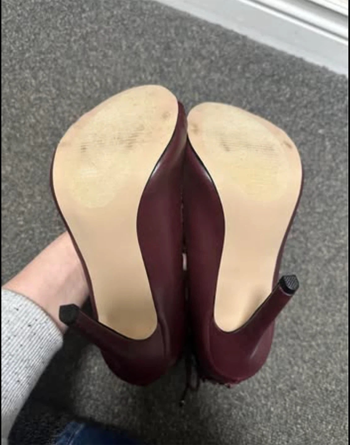 Burgundy Lace-Up Peep-Toe Heels - photo 3