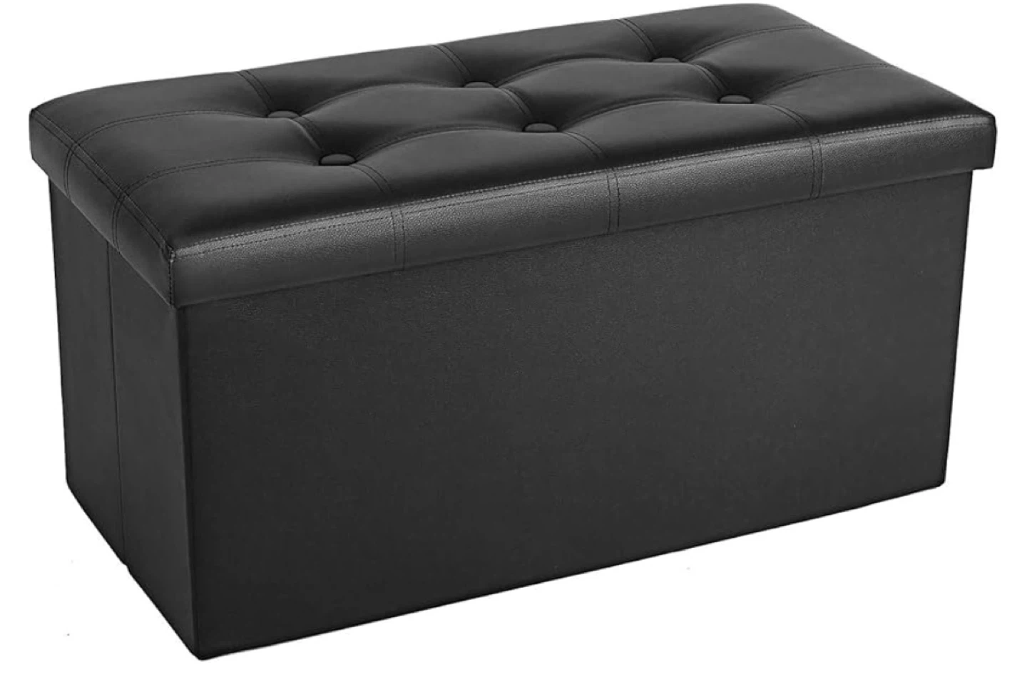 Black Tufted Storage Ottoman Bench