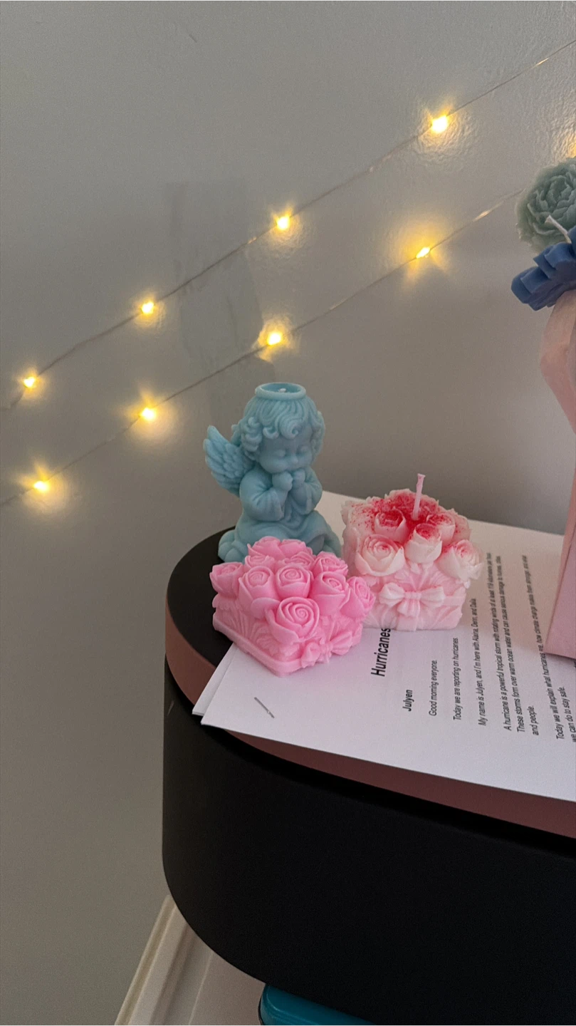 Decorative Candles - Cherub, Rose Box, and Flower Bouquet Set - photo 3