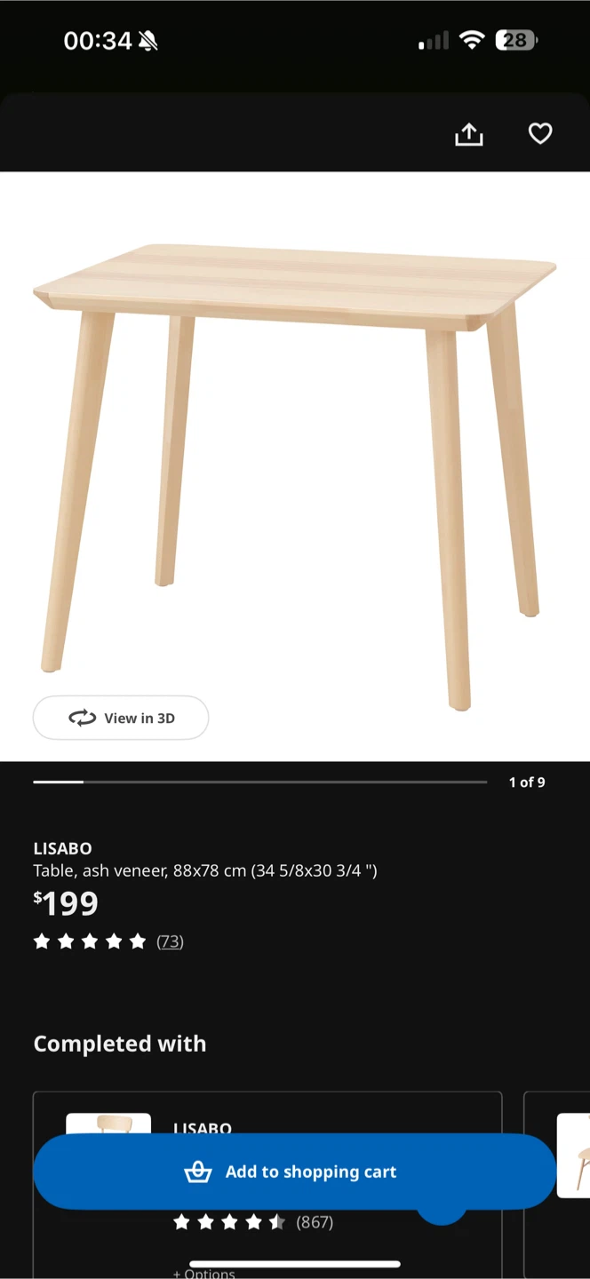 IKEA LISABO Table, Ash Veneer - photo 2