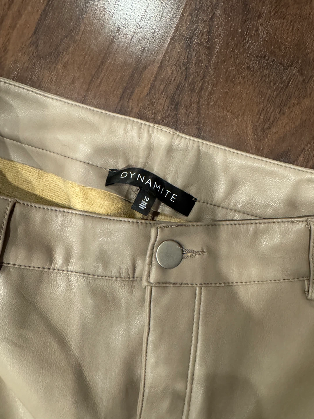 DYNAMITE Beige Faux Leather Pants - Size 10 - photo 3