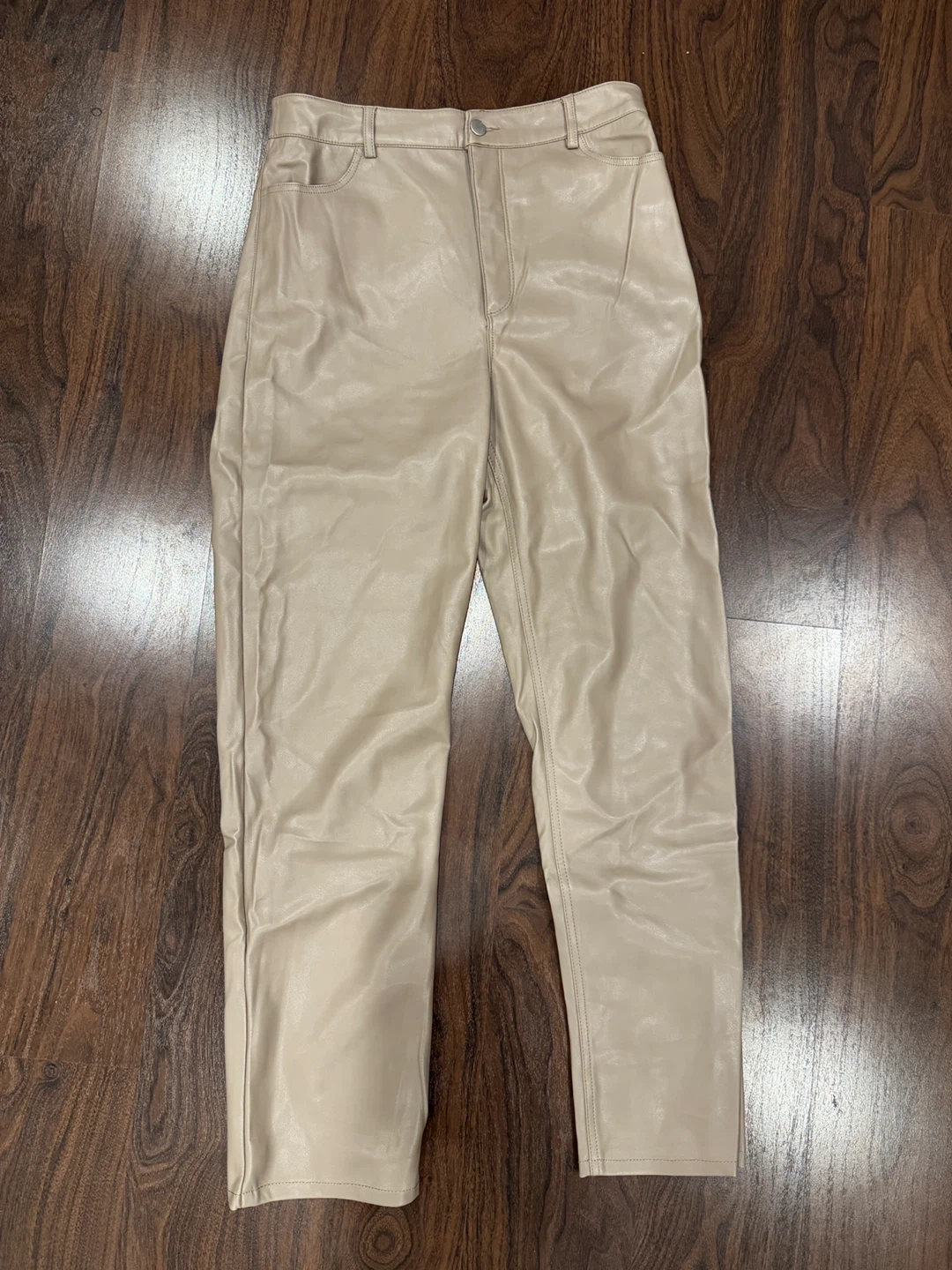 DYNAMITE Beige Faux Leather Pants - Size 10