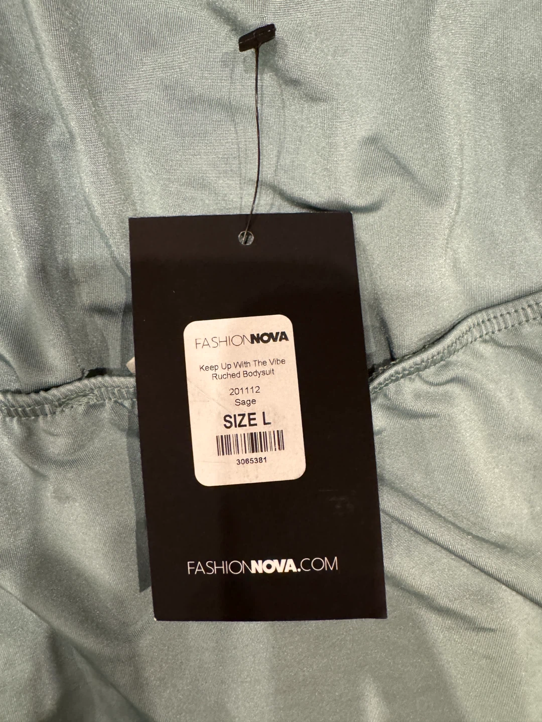 Fashion Nova Teal Satin Ruched Bodysuit - Size L - photo 3