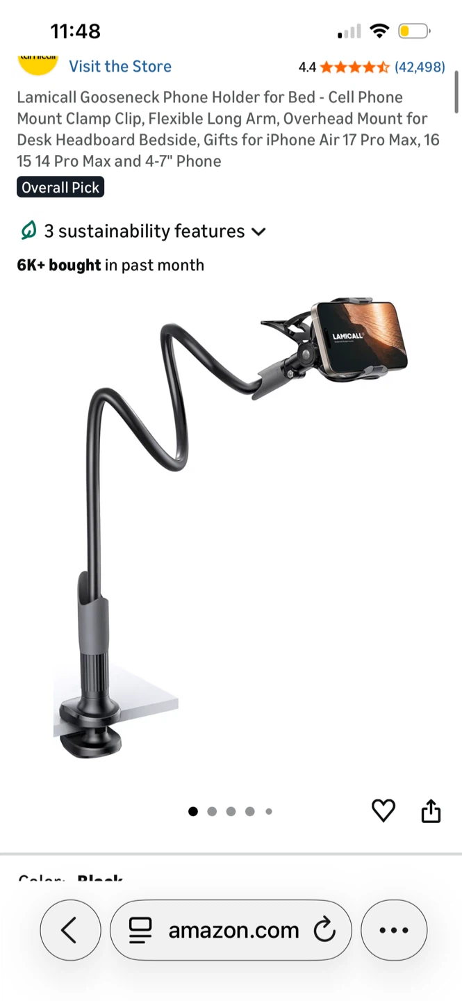 Lamicall Gooseneck Phone Holder - Black