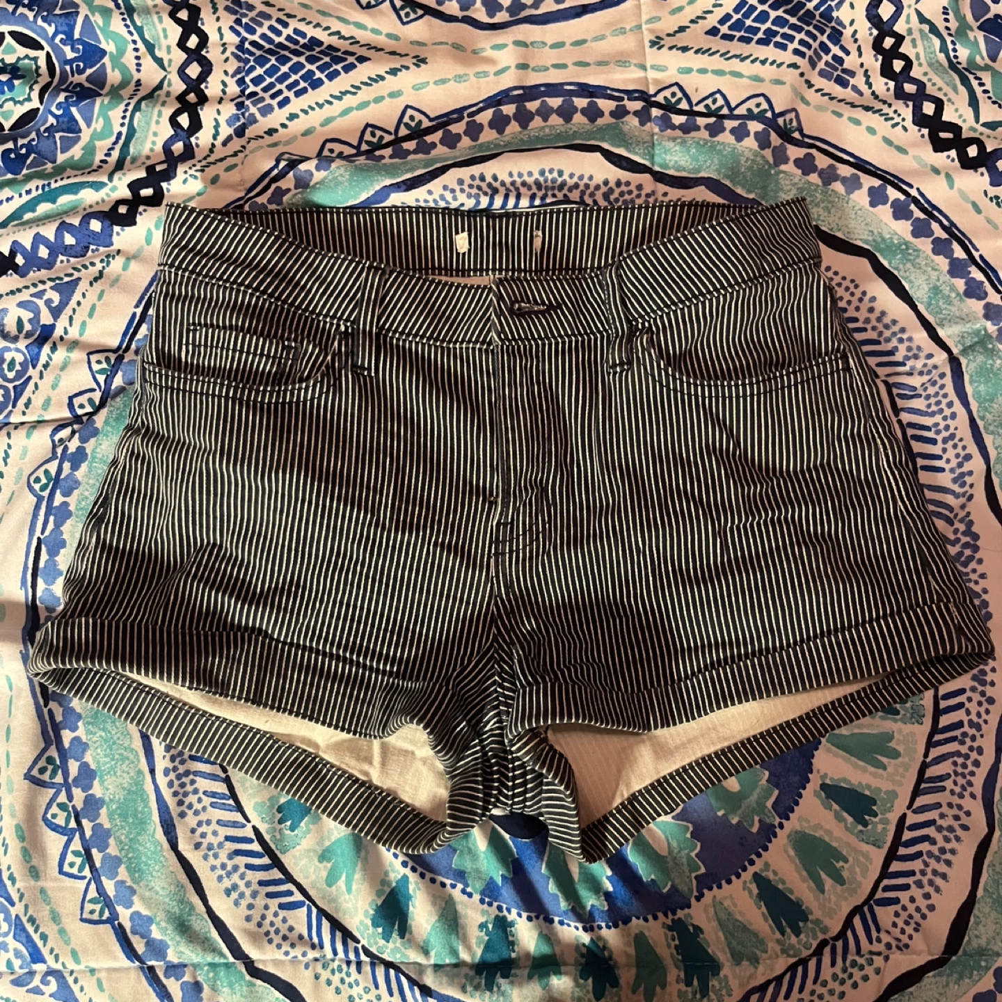 Striped Denim Shorts