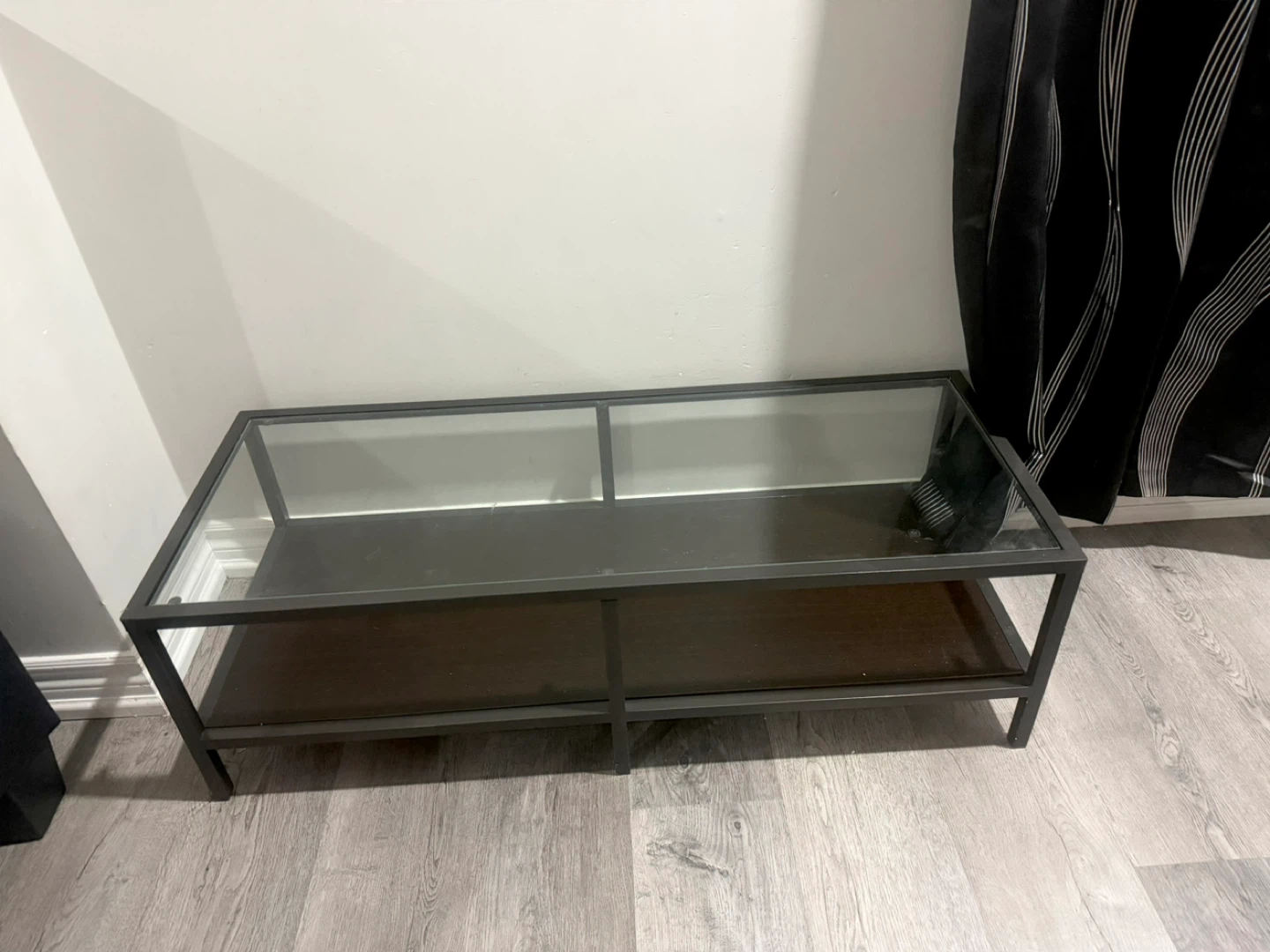 Glass Top Coffee Table with Wood Shelf