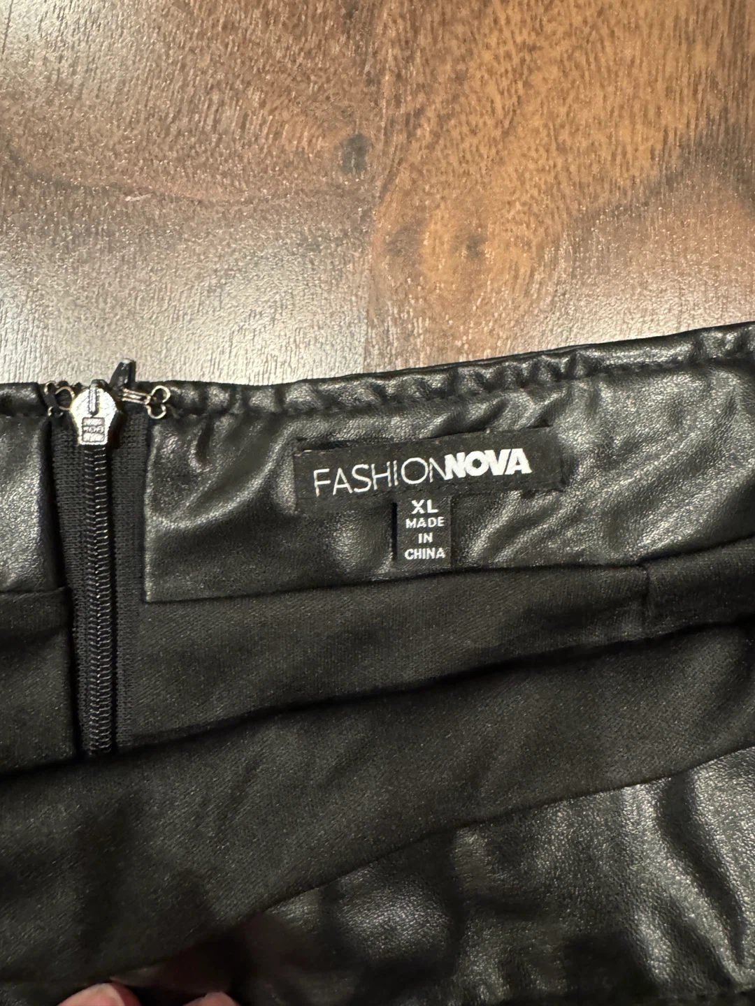 Fashion Nova Black Faux Leather Mini Skirt - Size L/XL - photo 2