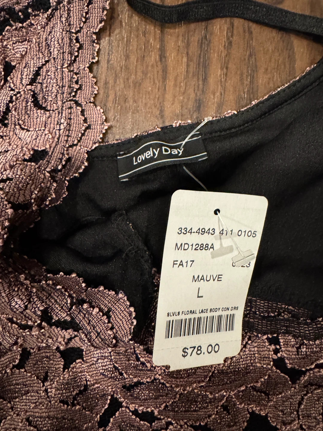 Mauve Floral Lace Bodycon Dress - Size L - photo 2