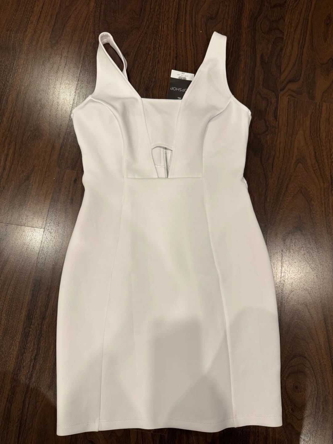 Topshop White Cutout Mini Dress - Size 8
