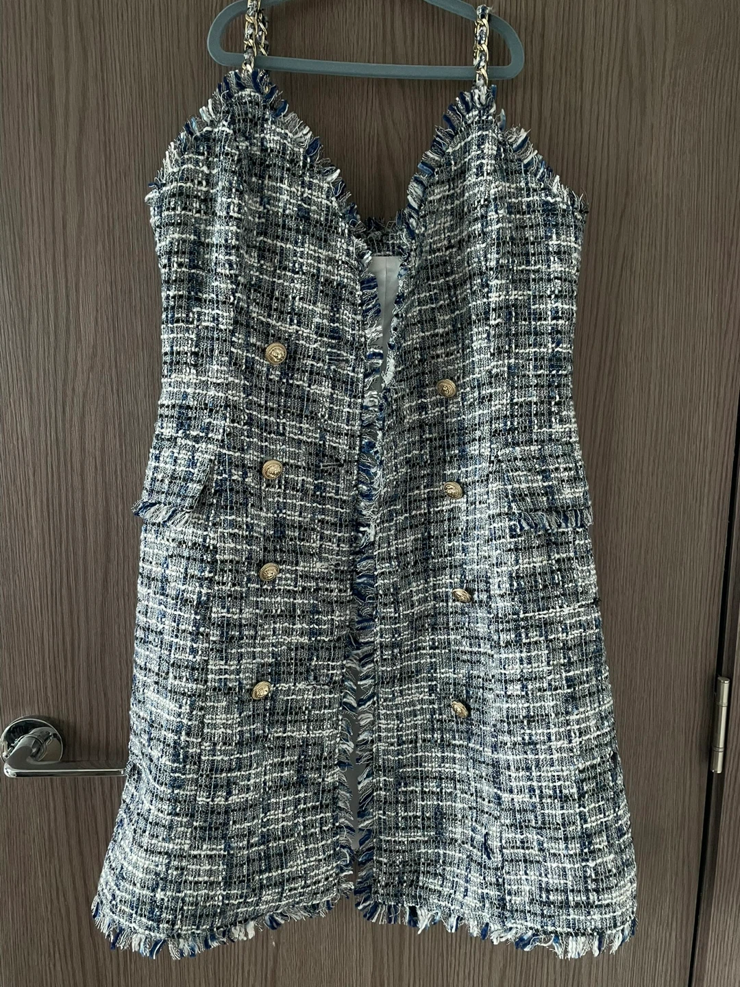 Tweed Dress with Gold Buttons - photo 4