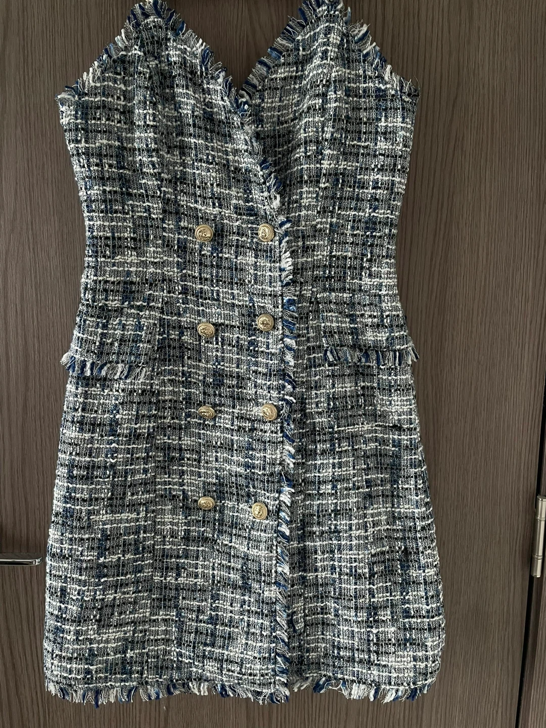 Tweed Dress with Gold Buttons