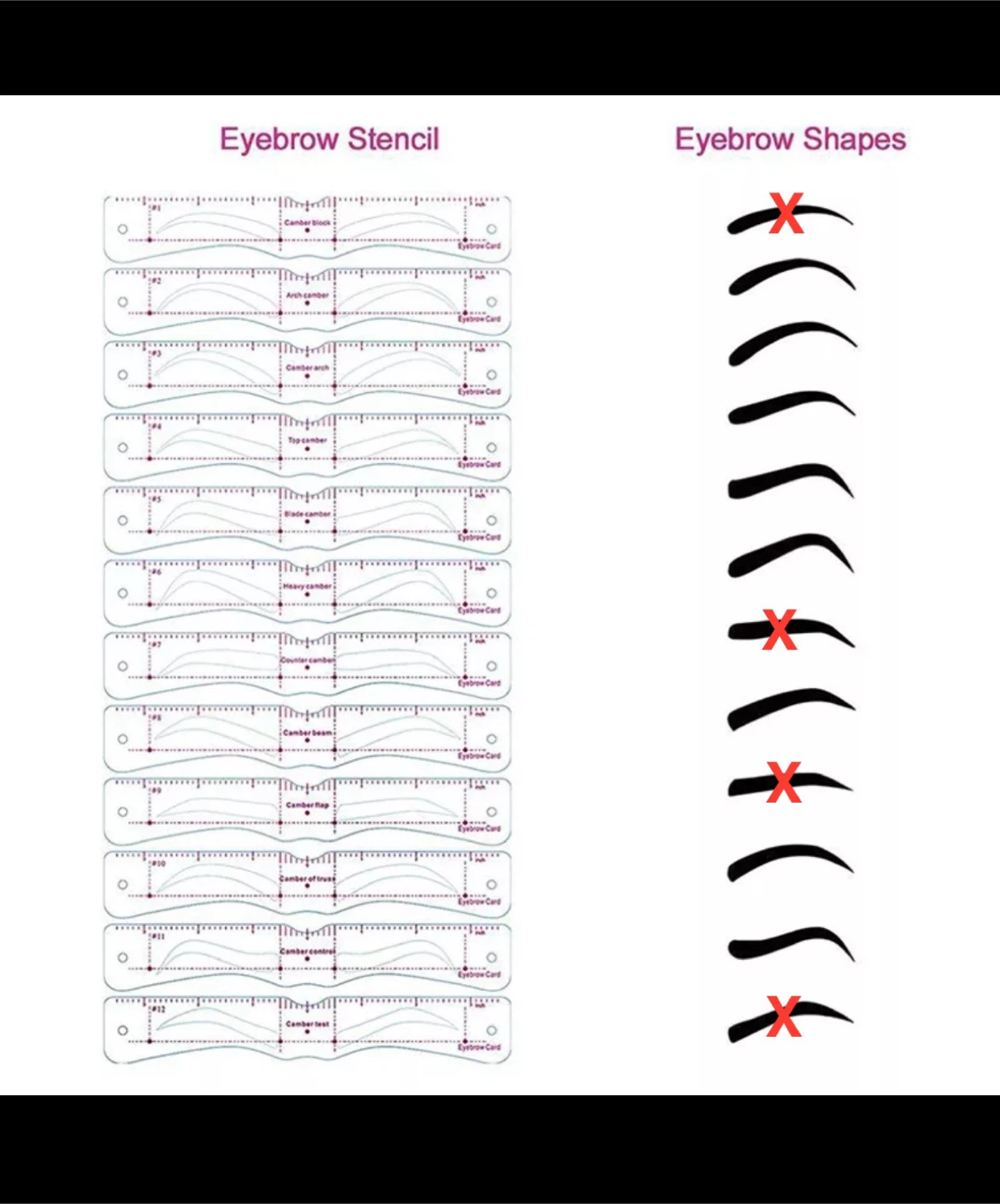 Eyebrow Stencil Shaping 10 Piece Set High Curved Arch - photo 3