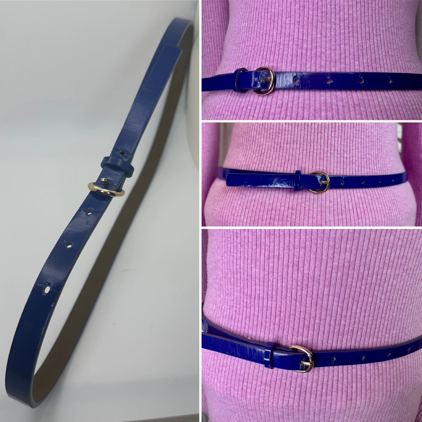 XS Dark Navy Blue Patent Leather Belt Banana Republic