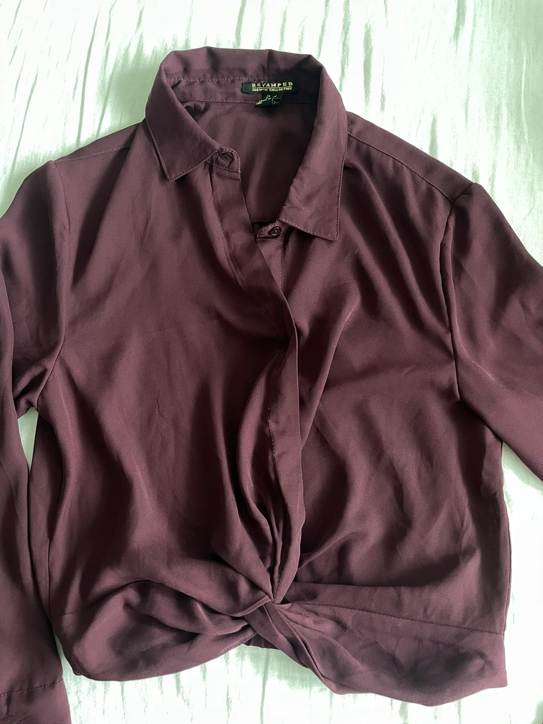 Button Front Knot Purple Top - photo 2