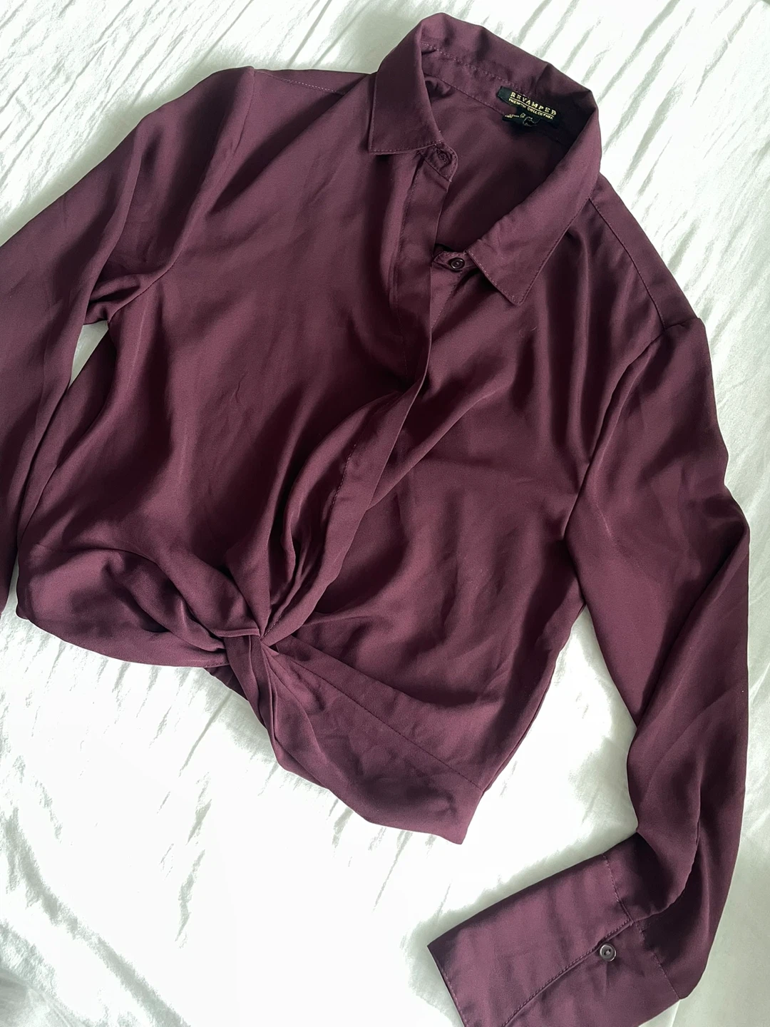 Button Front Knot Purple Top