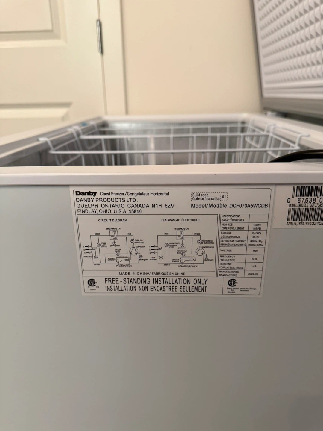 Danby Chest Freezer DCF070A5WCDB - photo 3