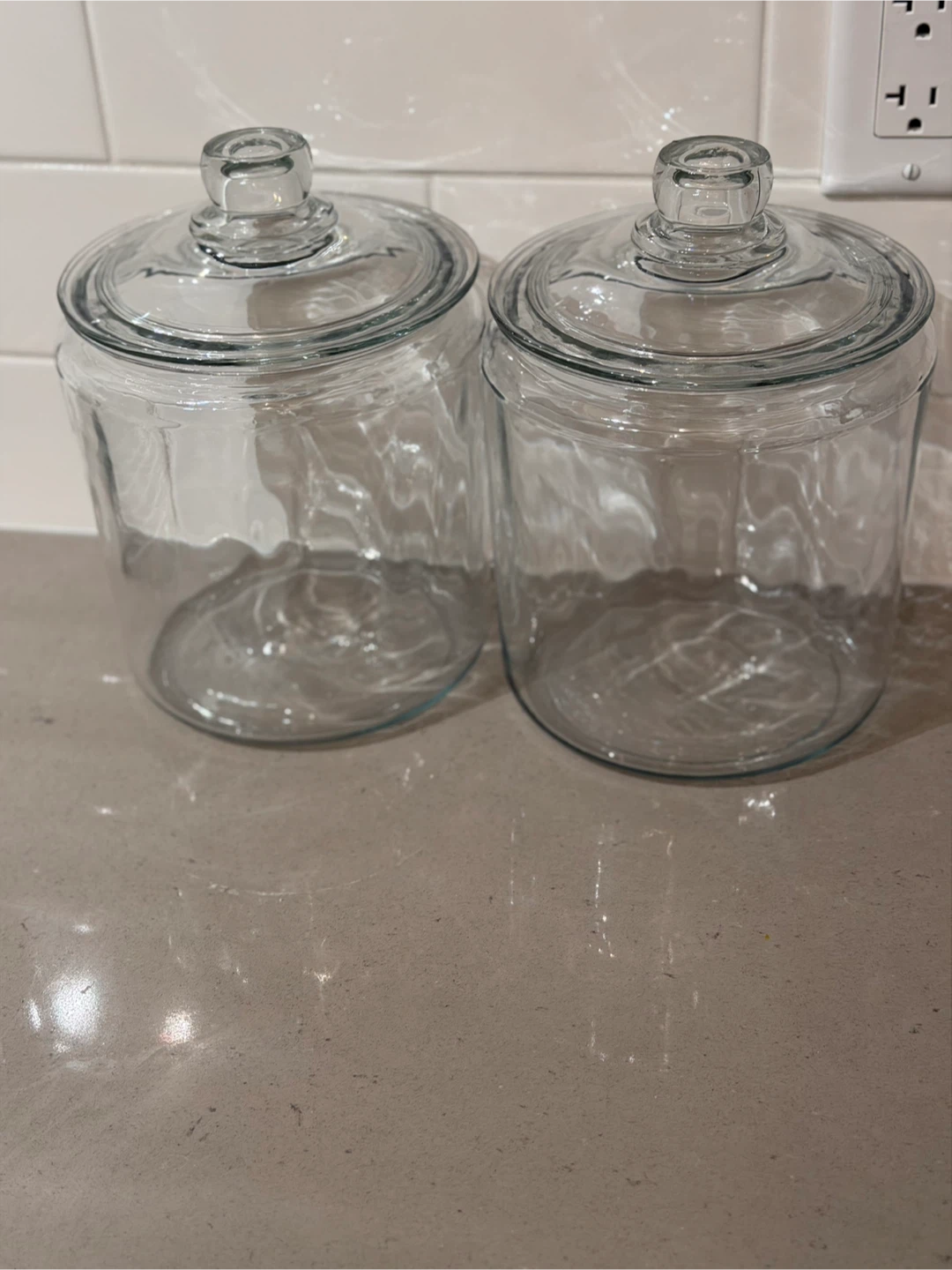 Set of 2 Clear Glass Apothecary Jars - 1 gallon each