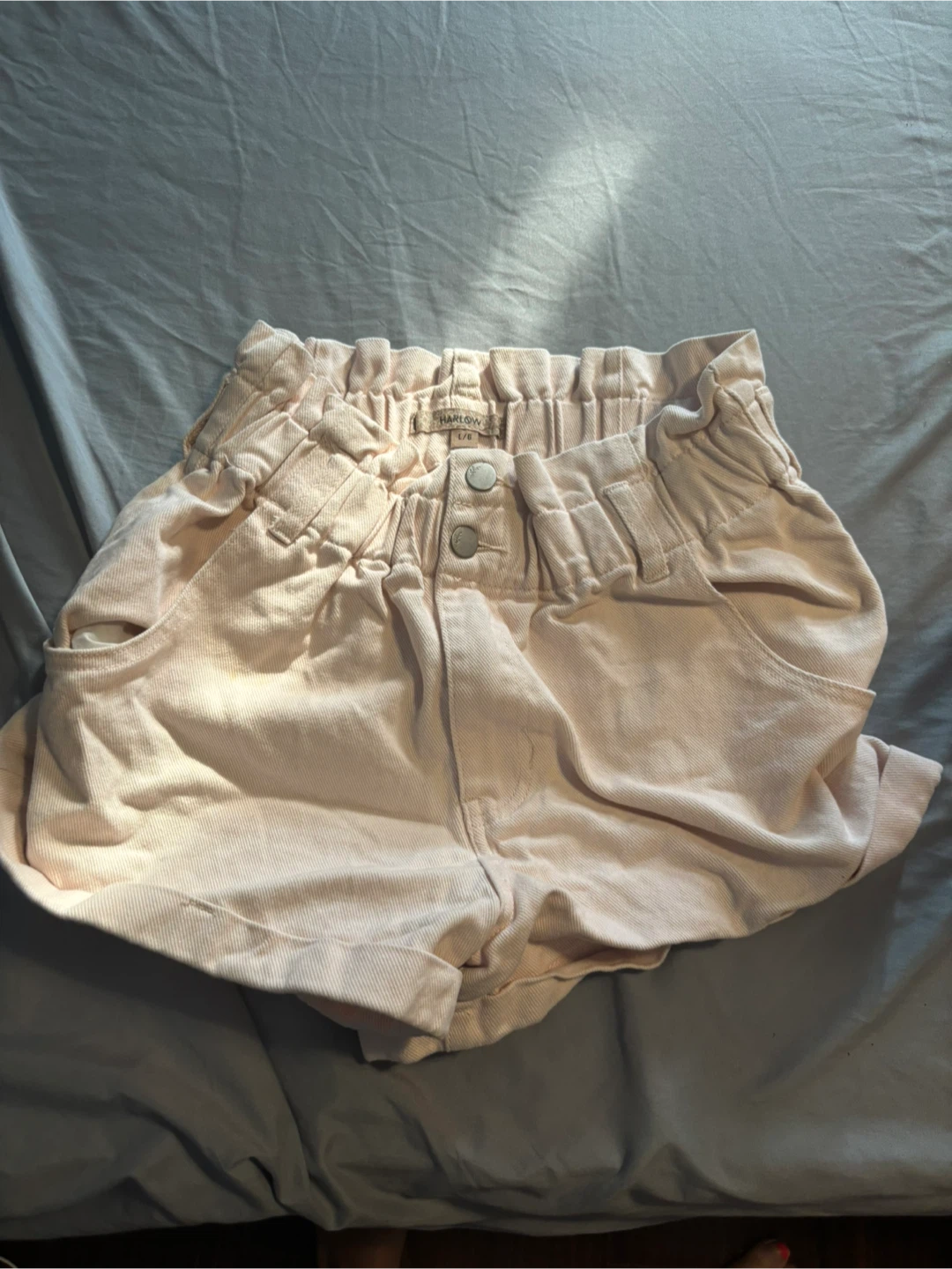 Harlow Light Pink High Waisted Paperbag Shorts Size L/6