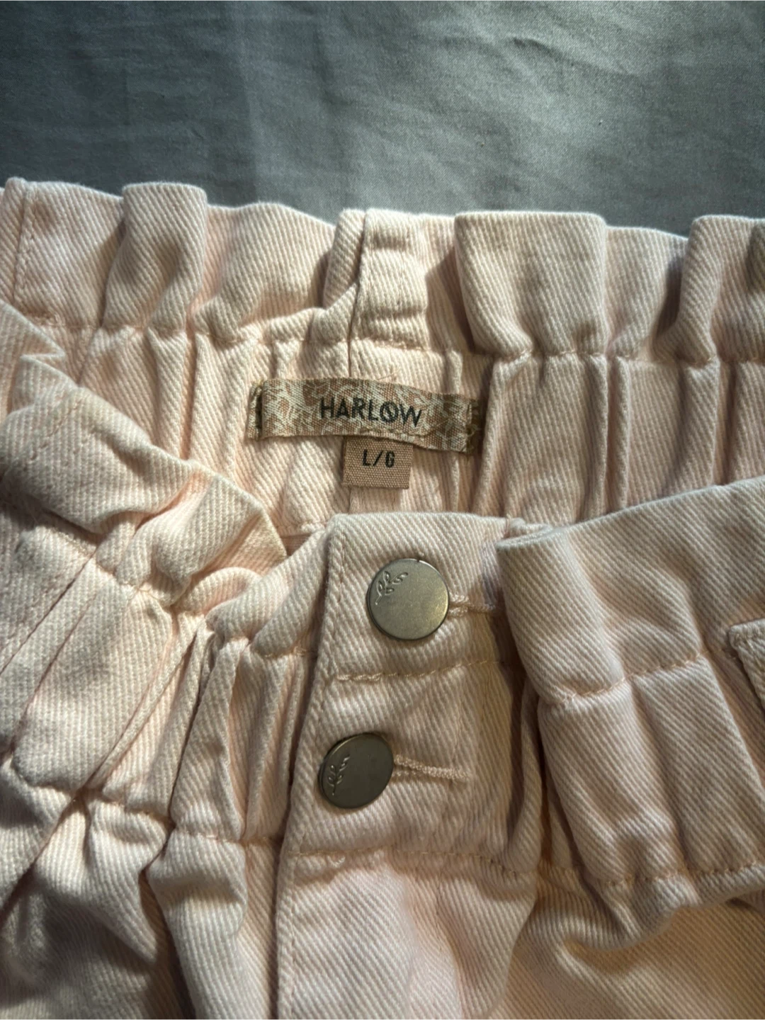 Harlow Light Pink High Waisted Paperbag Shorts Size L/6 - photo 2