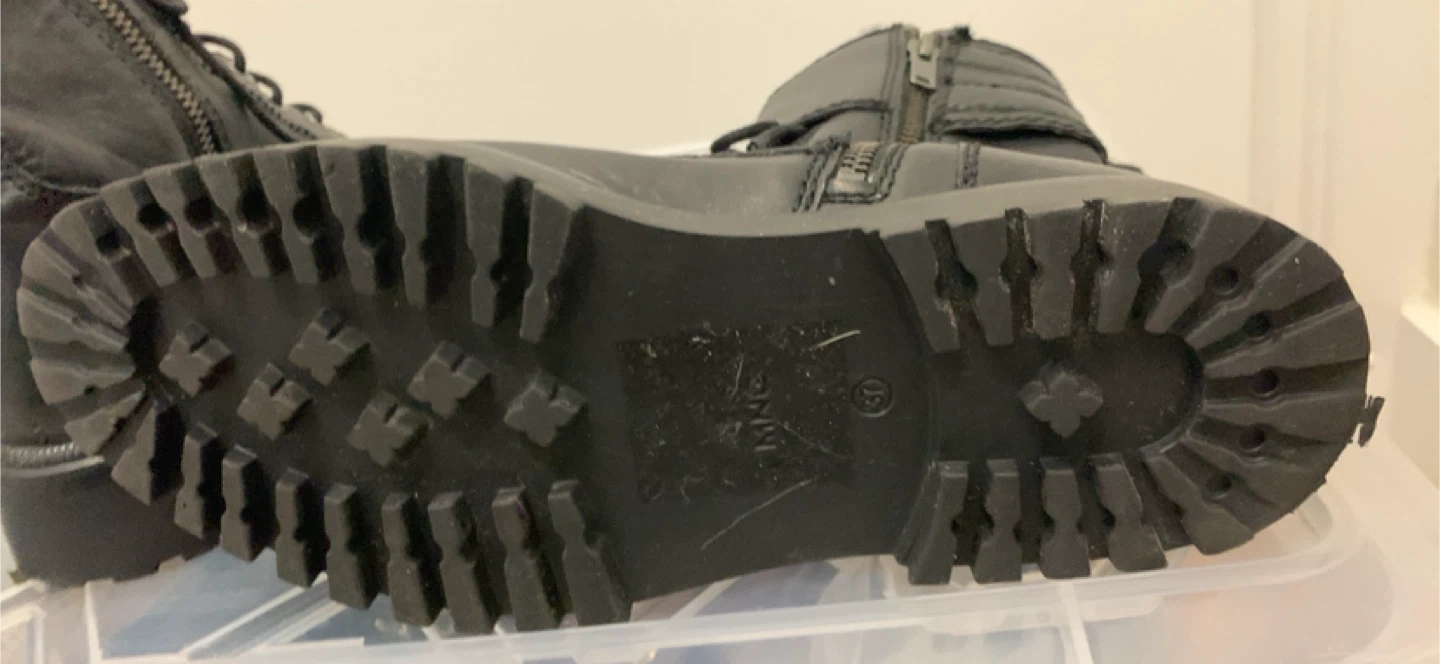 Black Leather Combat Boots - photo 5