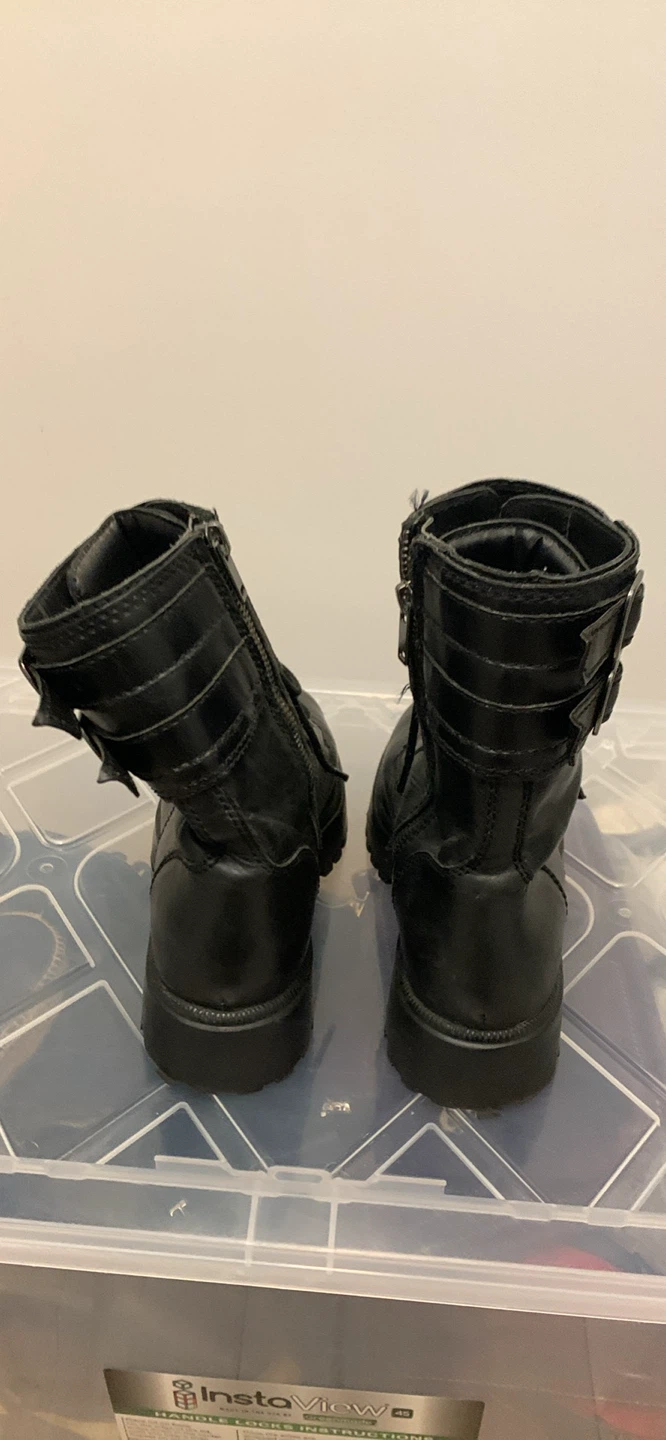 Black Leather Combat Boots - photo 3