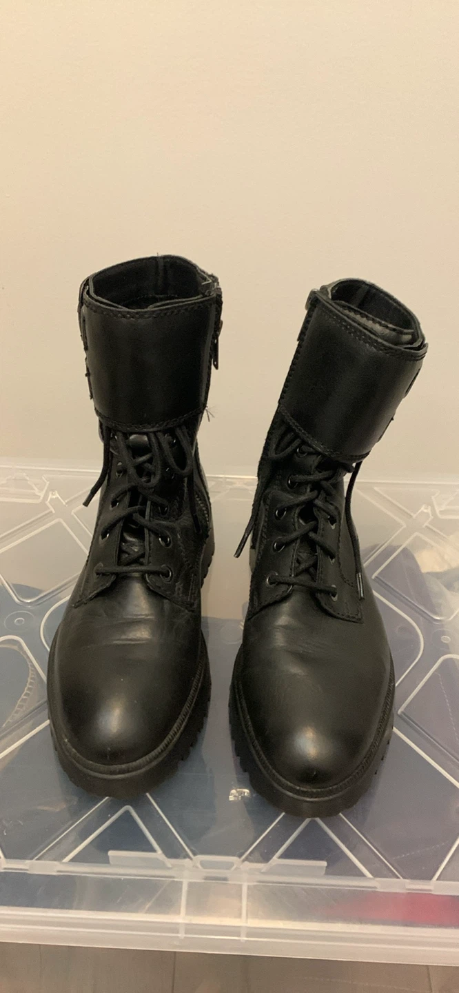 Black Leather Combat Boots