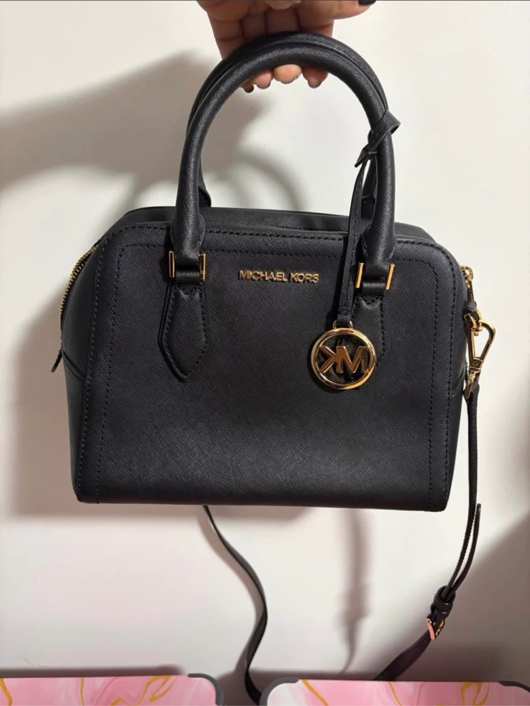 Michael Kors Black Leather Satchel Handbag