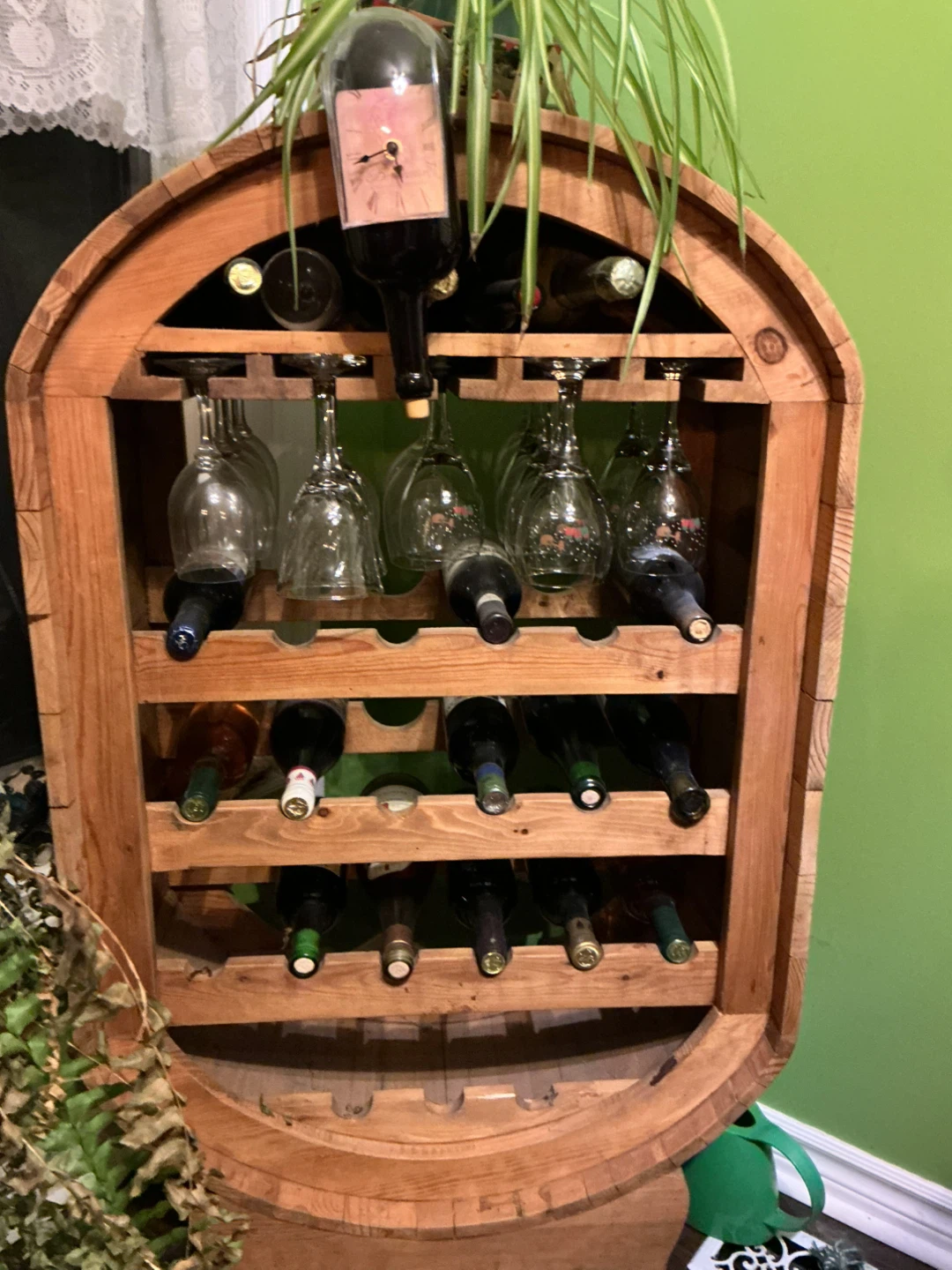 Wooden barrel wine rack