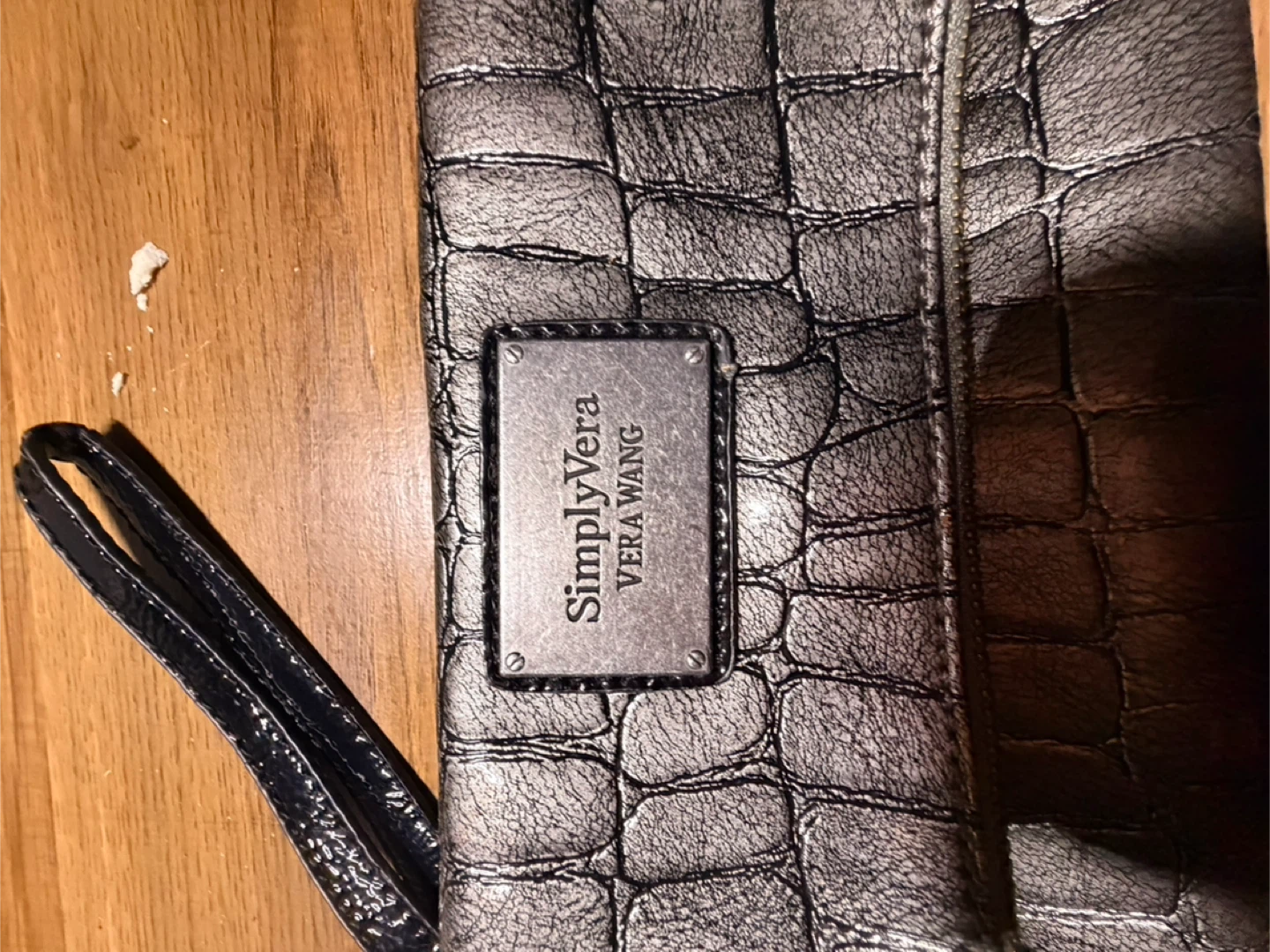 Simply Vera Vera Wang Silver Croc Embossed Wristlet Clutch - photo 5