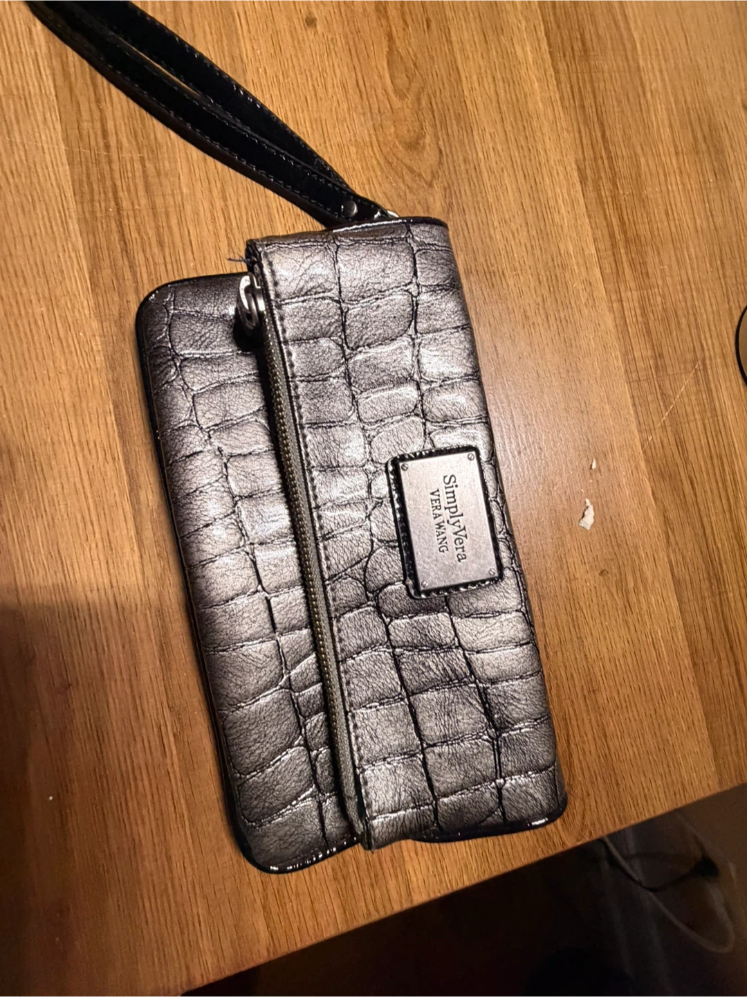 Simply Vera Vera Wang Silver Croc Embossed Wristlet Clutch - photo 4