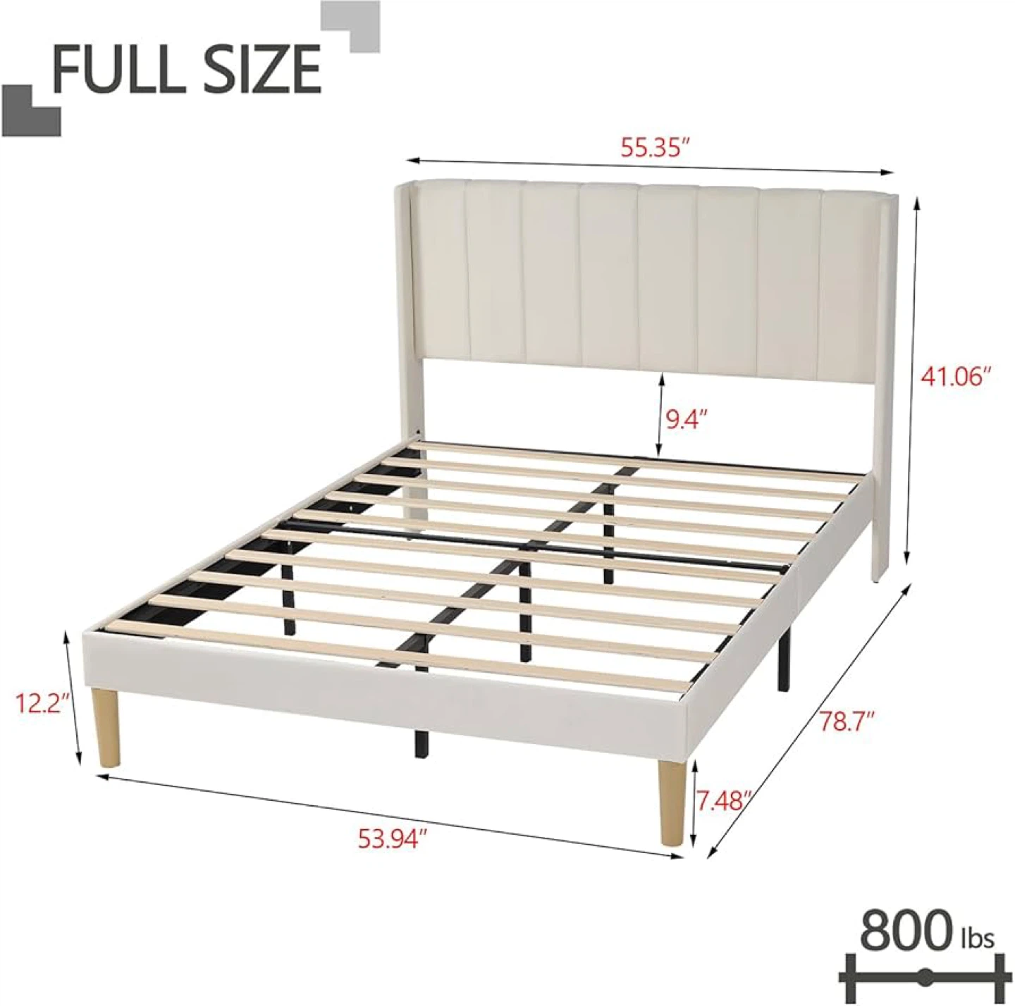Full Size Upholstered Bed Frame with Headboard - photo 3