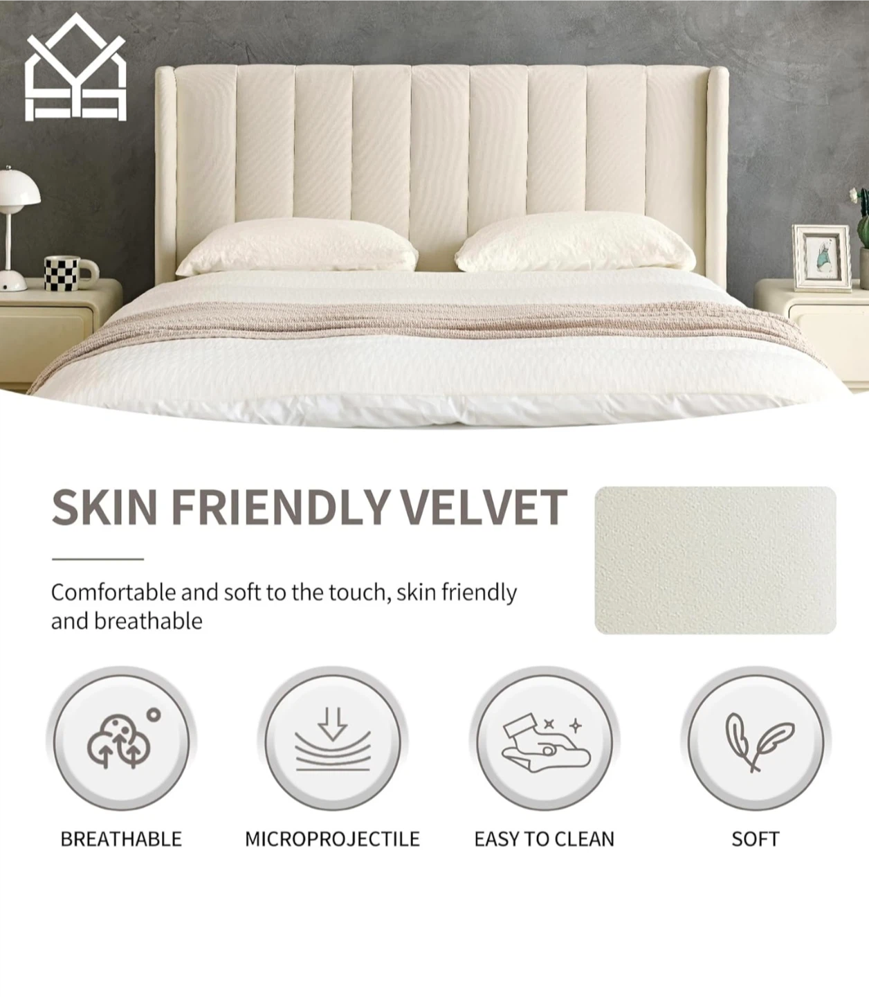 Full Size Upholstered Bed Frame with Headboard - photo 5