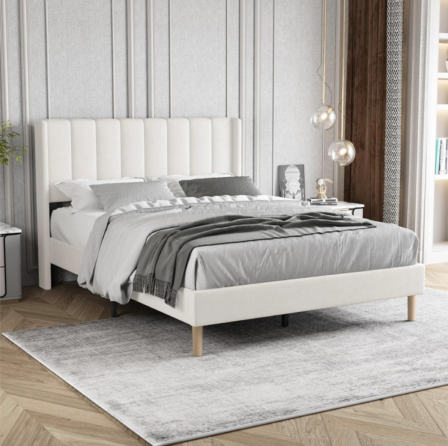 Full Size Upholstered Bed Frame with Headboard - photo 2