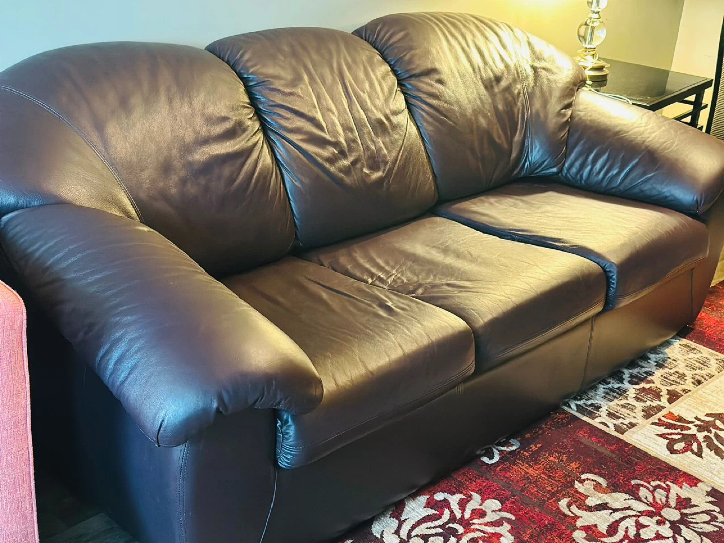 Dark Brown Leather Couch Sofa