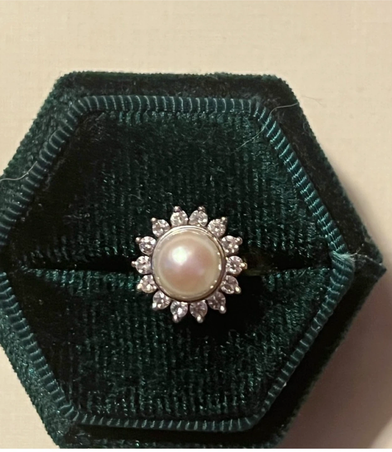 14K YG Pearl & Diamond Ring (4.3g) ( Diamond .42ct) Sz. 7-3/4. - photo 3