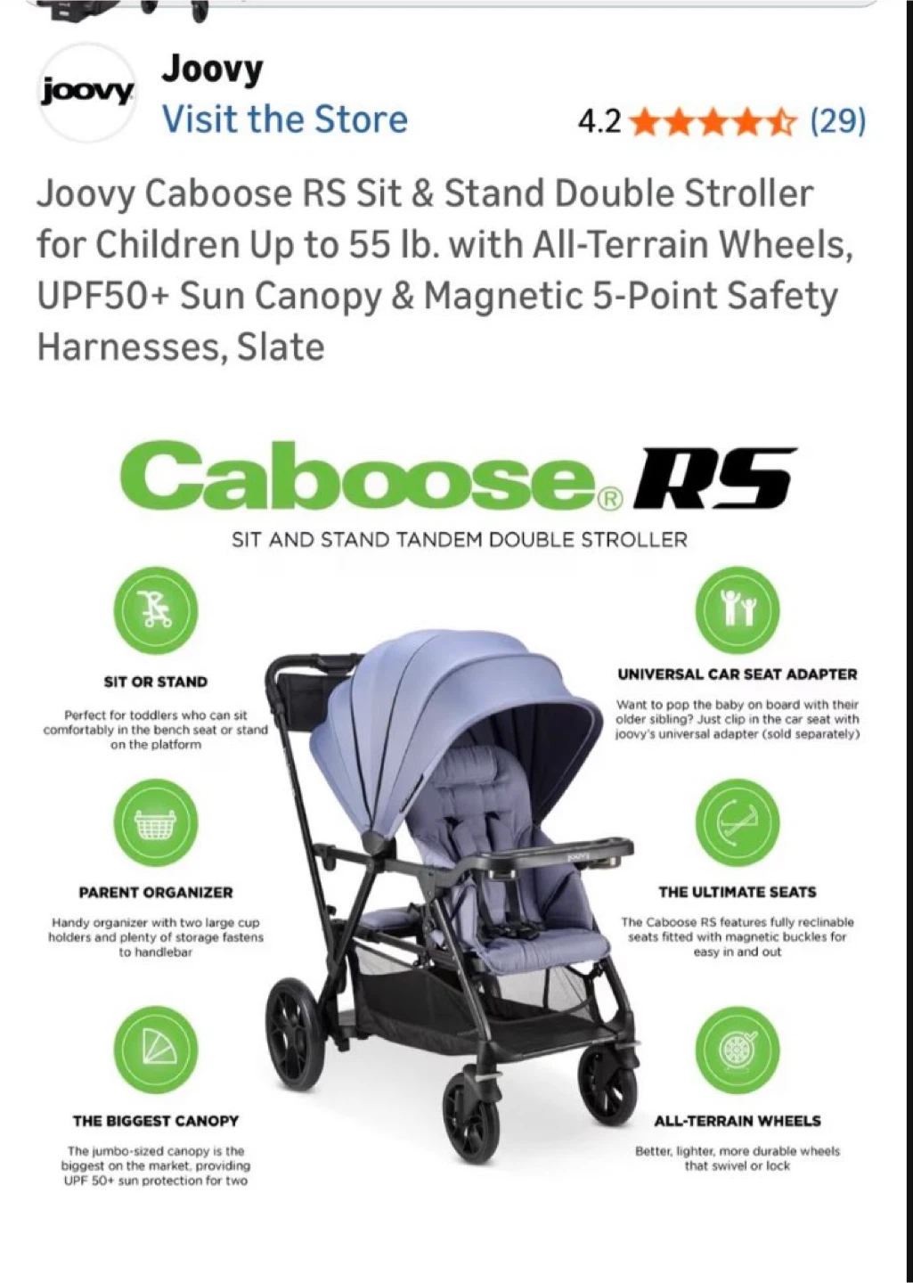 Joovy Caboose RS Sit & Stand Double Stroller - photo 5