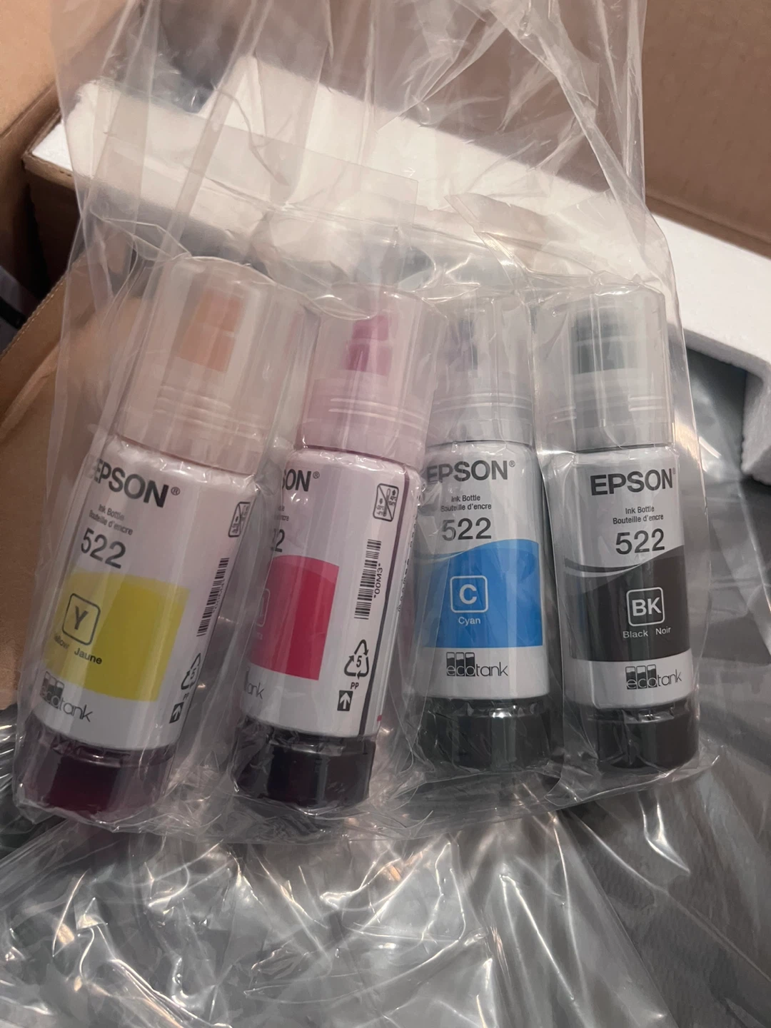 Epson 522 Ink Bottles (Cyan, Magenta, Yellow, Black)