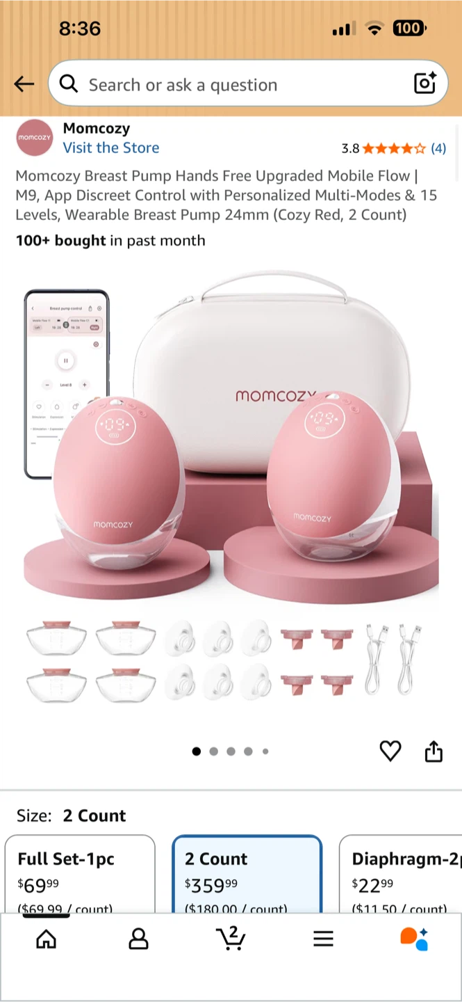 M9  Momcozy Hands-Free Breast Pump 2 Count