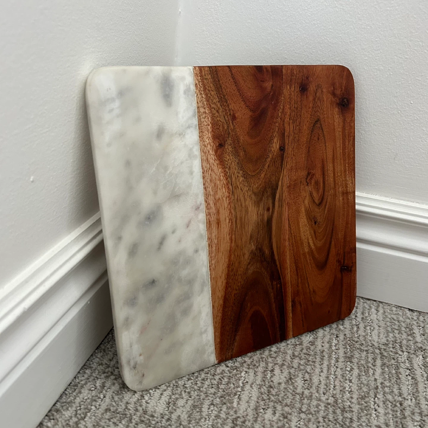 Cherry Wood And Marble Cutting Board