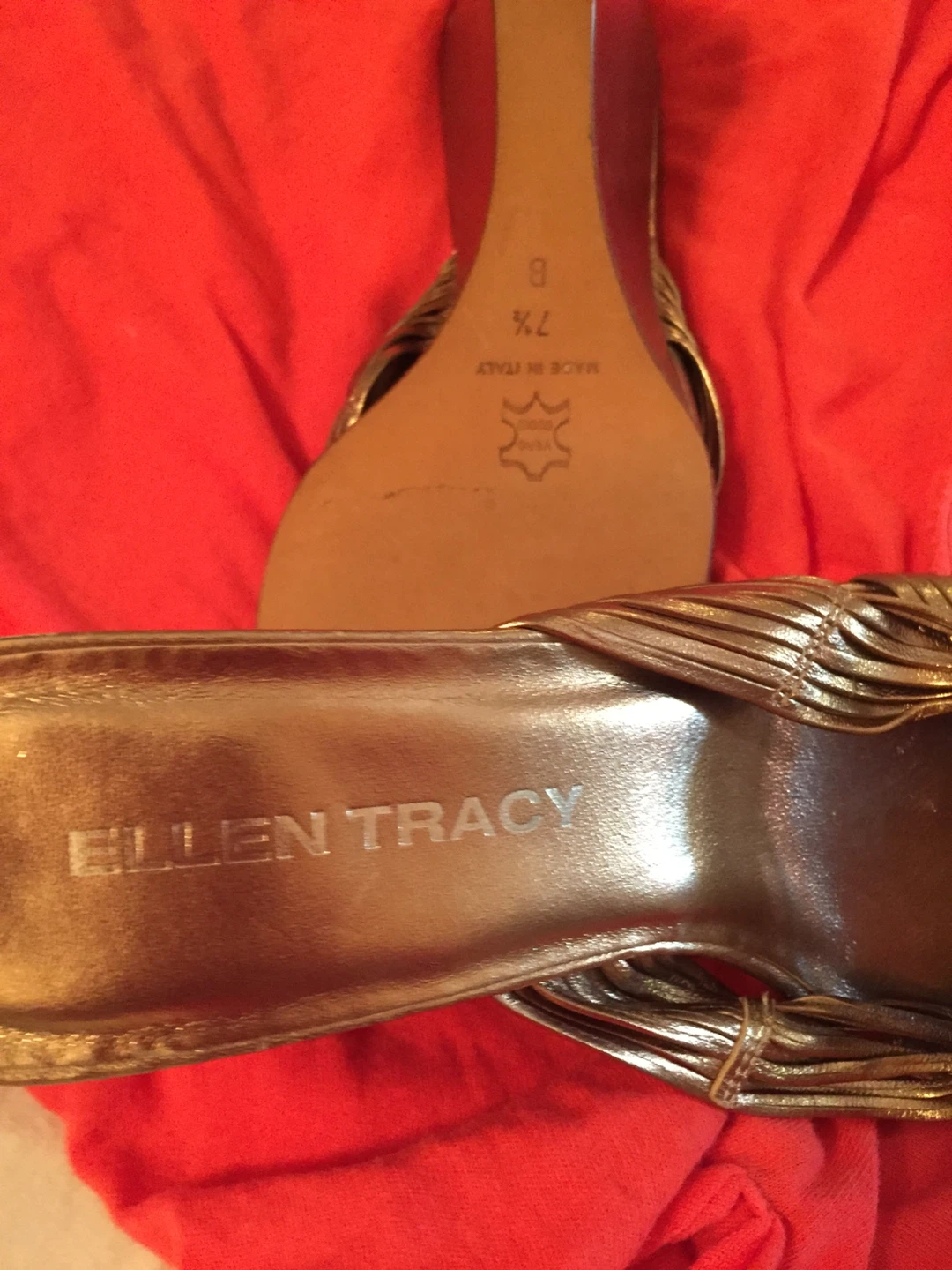 Ellen Tracy Gold Metallic Wedge Sandals Size 7.5
