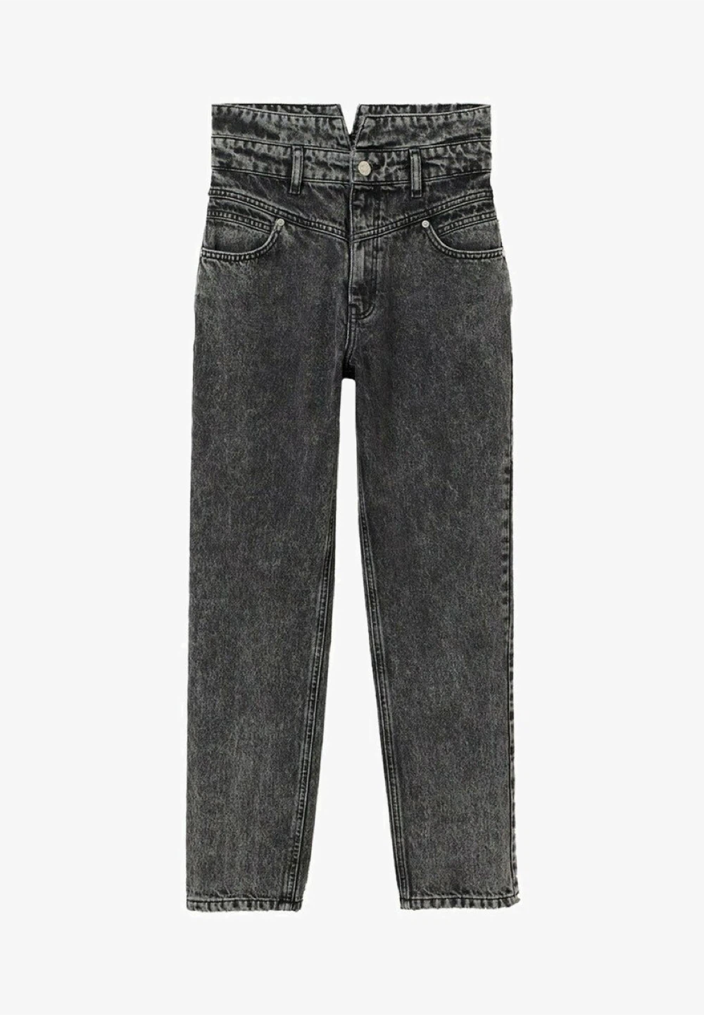 Mango High-Waist grey Acid WashJean size 10| straight leg jeans