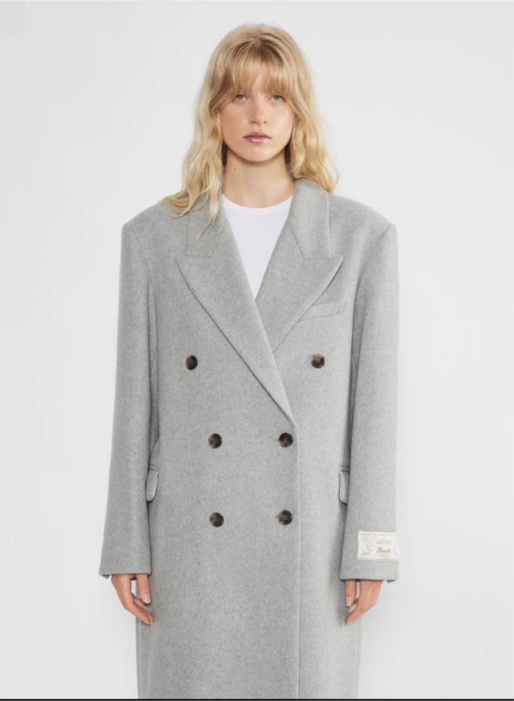 Aritzia-Grey Double Breasted Wool Blend Coat - photo 2