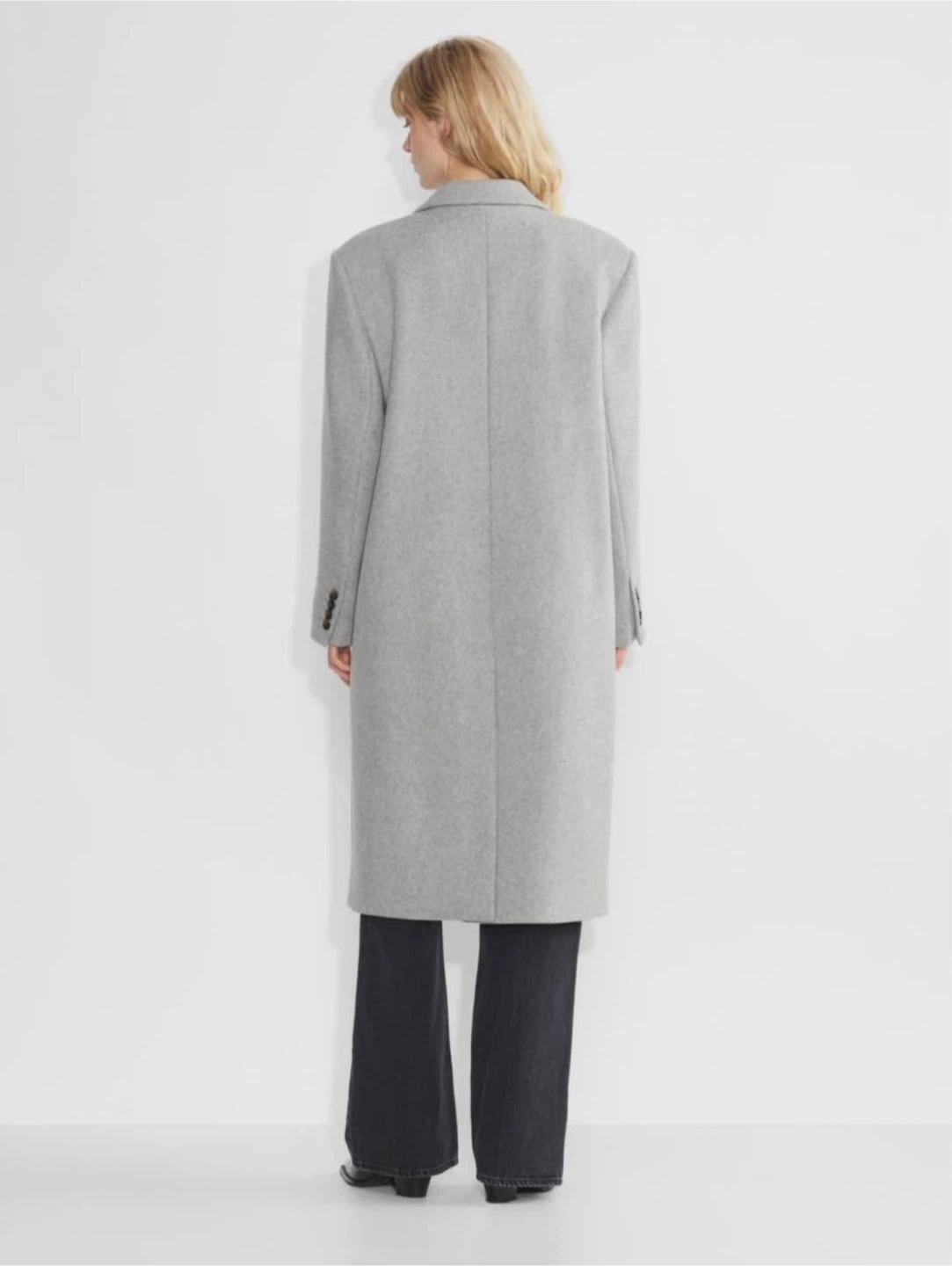 Aritzia-Grey Double Breasted Wool Blend Coat - photo 4