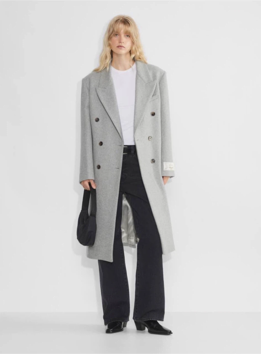 Aritzia-Grey Double Breasted Wool Blend Coat - photo 3